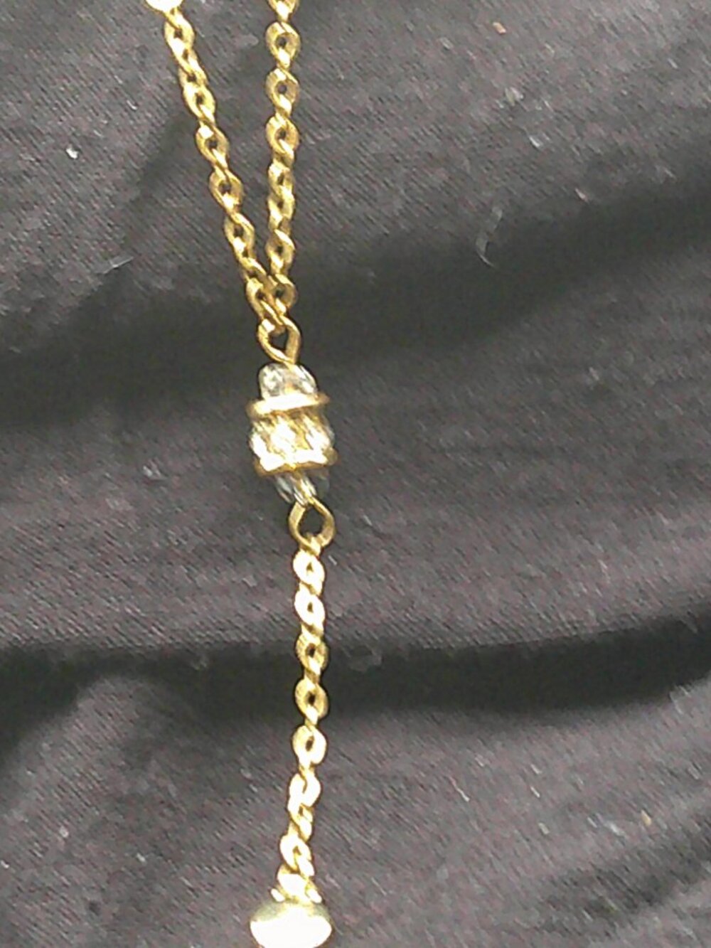 Goldtone and Crystal Y Necklace